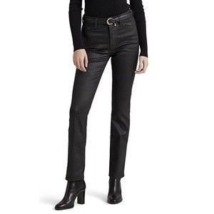 LAUREN RALPH LAUREN BLACK LABEL COATED DENIM HIGH RISE STRAIGHT ANKLE JEANS Sz14